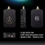 Foxeer Reaper 5.8G 40CH 5W VTX Build-in Mic Fan Heat Dissipation 20Xmm 9-36V VTX for RC Airplane FPV Long Range - Image 4